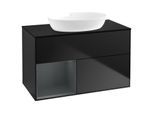 Villeroy und Boch Finion Waschtischunterschrank GA12HGPD 100cm, Abdeckplatte black matt, Emotion, Regale Midnight matt lacquer, Black matt lacquer