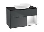 Villeroy und Boch Finion Waschtischunterschrank GA22MTHG 100cm, Abdeckplatte black matt, Emotion, Regale White matt lacquer, Midnight Blue Matt Lacquer