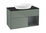 Villeroy und Boch Finion Waschtischunterschrank GA22HGGM 100cm, Abdeckplatte black matt, Emotion, Regale Midnight matt lacquer, Olive Matt Lacquer