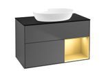 Villeroy und Boch Finion Waschtischunterschrank GA22HFGK 100cm, Abdeckplatte black matt, Emotion, Regale Gold matt lacquer, Anthracite matt