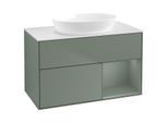 Villeroy und Boch Finion Waschtischunterschrank GA21GMGM 100cm, Abdeckplatte white matt, Emotion, Regale Olive matt lacquer, Olive Matt Lacquer