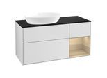 Villeroy und Boch Finion Waschtischunterschrank GA52PCMT 120cm, Abdeckplatte black matt, Emotion, Regale Oak Veneer, White matt lacquer