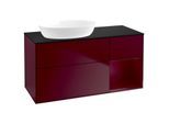 Villeroy und Boch Finion Waschtischunterschrank GA52HBHB 120cm, Abdeckplatte black matt, Emotion, Regale Peony matt lacquer, Peony Matt