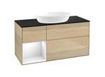 Villeroy und Boch Finion Waschtischunterschrank FA62GFPC 120cm, Abdeckplatte black matt, Regale Glossy white lacquer, Oak Veneer