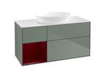 Villeroy und Boch Finion Waschtischunterschrank FA61HBGM 120cm, Abdeckplatte white matt, Regale Peony matt lacquer, Olive Matt Lacquer