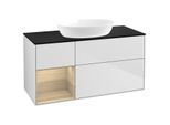 Villeroy und Boch Finion Waschtischunterschrank FA62PCMT 120cm, Abdeckplatte black matt, Regale Oak Veneer, White matt lacquer