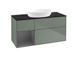 Villeroy und Boch Finion Waschtischunterschrank GA62GKGM 120cm, Abdeckplatte black matt, Emotion, Regale Anthracite matt lacquer, Olive Matt Lacquer