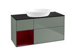 Villeroy und Boch Finion Waschtischunterschrank GA62HBGM 120cm, Abdeckplatte black matt, Emotion, Regale Peony matt lacquer, Olive Matt Lacquer