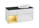 Villeroy und Boch Finion Waschtischunterschrank FA42HFMT 120cm, Abdeckplatte black matt, Regale Gold matt lacquer, White matt lacquer