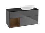 Villeroy und Boch Finion Waschtischunterschrank FA42GNGK 120cm, Abdeckplatte black matt, Regale Walnut Veneer, Anthracite matt