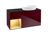 Villeroy und Boch Finion Waschtischunterschrank FA42HFHB 120cm, Abdeckplatte black matt, Regale Gold matt lacquer, Peony Matt