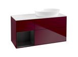 Villeroy und Boch Finion Waschtischunterschrank FA41PDHB 120cm, Abdeckplatte white matt, Regale Black matt lacquer, Peony Matt