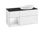 Villeroy und Boch Finion Waschtischunterschrank FA42MTGF 120cm, Abdeckplatte black matt, Regale White matt lacquer, Glossy white lacquer