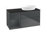 Villeroy und Boch Finion Waschtischunterschrank FA42HGHG 120cm, Abdeckplatte black matt, Regale Midnight matt lacquer, Midnight Blue Matt Lacquer