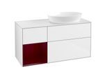 Villeroy und Boch Finion Waschtischunterschrank FA41HBGF 120cm, Abdeckplatte white matt, Regale Peony matt lacquer, Glossy white lacquer