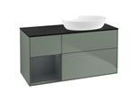Villeroy und Boch Finion Waschtischunterschrank GA42HGGM 120cm, Abdeckplatte black matt, Emotion, Regale Midnight matt lacquer, Olive Matt Lacquer