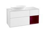 Villeroy und Boch Finion Waschtischunterschrank GA51HBGF 120cm, Abdeckplatte white matt, Emotion, Regale Peony matt lacquer, Glossy white lacquer