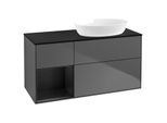 Villeroy und Boch Finion Waschtischunterschrank GA42PDGK 120cm, Abdeckplatte black matt, Emotion, Regale Black matt lacquer, Anthracite matt