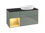 Villeroy und Boch Finion Waschtischunterschrank GA42HFGM 120cm, Abdeckplatte black matt, Emotion, Regale Gold matt lacquer, Olive Matt Lacquer