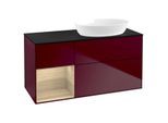 Villeroy und Boch Finion Waschtischunterschrank GA42PCHB 120cm, Abdeckplatte black matt, Emotion, Regale Oak Veneer, Peony Matt