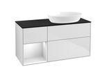 Villeroy und Boch Finion Waschtischunterschrank GA42MTMT 120cm, Abdeckplatte black matt, Emotion, Regale White matt lacquer, White matt lacquer
