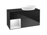 Villeroy und Boch Finion Waschtischunterschrank GA42MTPD 120cm, Abdeckplatte black matt, Emotion, Regale White matt lacquer, Black matt lacquer