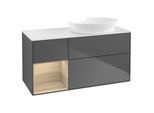 Villeroy und Boch Finion Waschtischunterschrank GA41PCGK 120cm, Abdeckplatte white matt, Emotion, Regale Oak Veneer, Anthracite matt