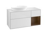 Villeroy und Boch Finion Waschtischunterschrank GA51GNMT 120cm, Abdeckplatte white matt, Emotion, Regale Walnut Veneer, White matt lacquer