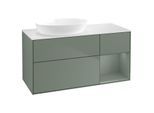 Villeroy und Boch Finion Waschtischunterschrank GA51GMGM 120cm, Abdeckplatte white matt, Emotion, Regale Olive matt lacquer, Olive Matt Lacquer