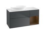 Villeroy und Boch Finion Waschtischunterschrank GA51GNHG 120cm, Abdeckplatte white matt, Emotion, Regale Walnut Veneer, Midnight Blue Matt Lacquer