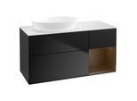 Villeroy und Boch Finion Waschtischunterschrank GA51GNPD 120cm, Abdeckplatte white matt, Emotion, Regale Walnut Veneer, Black matt lacquer