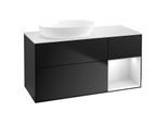 Villeroy und Boch Finion Waschtischunterschrank GA51MTPD 120cm, Abdeckplatte white matt, Emotion, Regale White matt lacquer, Black matt lacquer