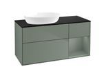 Villeroy und Boch Finion Waschtischunterschrank FA52GMGM 120cm, Abdeckplatte black matt, Regale Olive matt lacquer, Olive Matt Lacquer