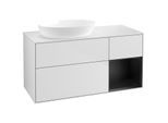 Villeroy und Boch Finion Waschtischunterschrank FA51PDMT 120cm, Abdeckplatte white matt, Regale Black matt lacquer, White matt lacquer