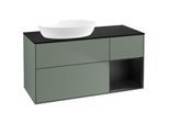 Villeroy und Boch Finion Waschtischunterschrank FA52PDGM 120cm, Abdeckplatte black matt, Regale Black matt lacquer, Olive Matt Lacquer