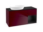 Villeroy und Boch Finion Waschtischunterschrank FA52PDHB 120cm, Abdeckplatte black matt, Regale Black matt lacquer, Peony Matt