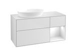 Villeroy und Boch Finion Waschtischunterschrank FA51GFMT 120cm, Abdeckplatte white matt, Regale Glossy white lacquer, White matt lacquer