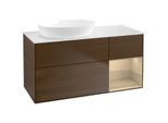 Villeroy und Boch Finion Waschtischunterschrank FA51PCGN 120cm, Abdeckplatte white matt, Regale Oak Veneer, Walnut veneer