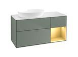 Villeroy und Boch Finion Waschtischunterschrank FA51HFGM 120cm, Abdeckplatte white matt, Regale Gold matt lacquer, Olive Matt Lacquer