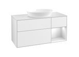 Villeroy und Boch Finion Waschtischunterschrank GA71MTGF 120cm, Abdeckplatte white matt, Emotion, Regale White matt lacquer, Glossy white lacquer