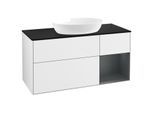 Villeroy und Boch Finion Waschtischunterschrank FA72HGGF 120cm, Abdeckplatte black matt, Regale Midnight matt lacquer, Glossy white lacquer