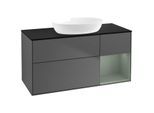 Villeroy und Boch Finion Waschtischunterschrank FA72GMGK 120cm, Abdeckplatte black matt, Regale Olive matt lacquer, Anthracite matt