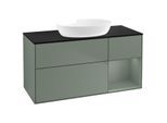 Villeroy und Boch Finion Waschtischunterschrank FA72GMGM 120cm, Abdeckplatte black matt, Regale Olive matt lacquer, Olive Matt Lacquer
