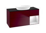 Villeroy und Boch Finion Waschtischunterschrank FA72MTHB 120cm, Abdeckplatte black matt, Regale White matt lacquer, Peony Matt