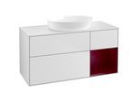 Villeroy und Boch Finion Waschtischunterschrank FA71HBMT 120cm, Abdeckplatte white matt, Regale Peony matt lacquer, White matt lacquer