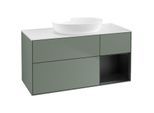 Villeroy und Boch Finion Waschtischunterschrank FA71PDGM 120cm, Abdeckplatte white matt, Regale Black matt lacquer, Olive Matt Lacquer