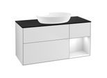 Villeroy und Boch Finion Waschtischunterschrank GA72GFMT 120cm, Abdeckplatte black matt, Emotion, Regale Glossy white lacquer, White matt lacquer