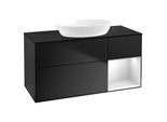 Villeroy und Boch Finion Waschtischunterschrank GA72MTPD 120cm, Abdeckplatte black matt, Emotion, Regale White matt lacquer, Black matt lacquer