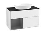 Villeroy und Boch Finion Waschtischunterschrank FA12GKGF 100cm, Abdeckplatte black matt, Regale Anthracite matt lacquer, Glossy white lacquer