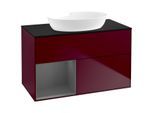 Villeroy und Boch Finion Waschtischunterschrank FA12GKHB 100cm, Abdeckplatte black matt, Regale Anthracite matt lacquer, Peony Matt